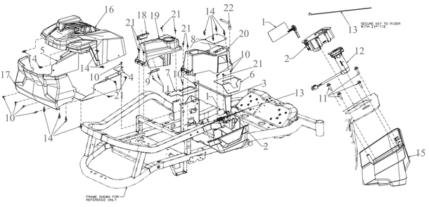 Platform Diagram and Parts List for ZT1-42E (34BBA2CS710)(2022) Cub Cadet Lawn Tractor